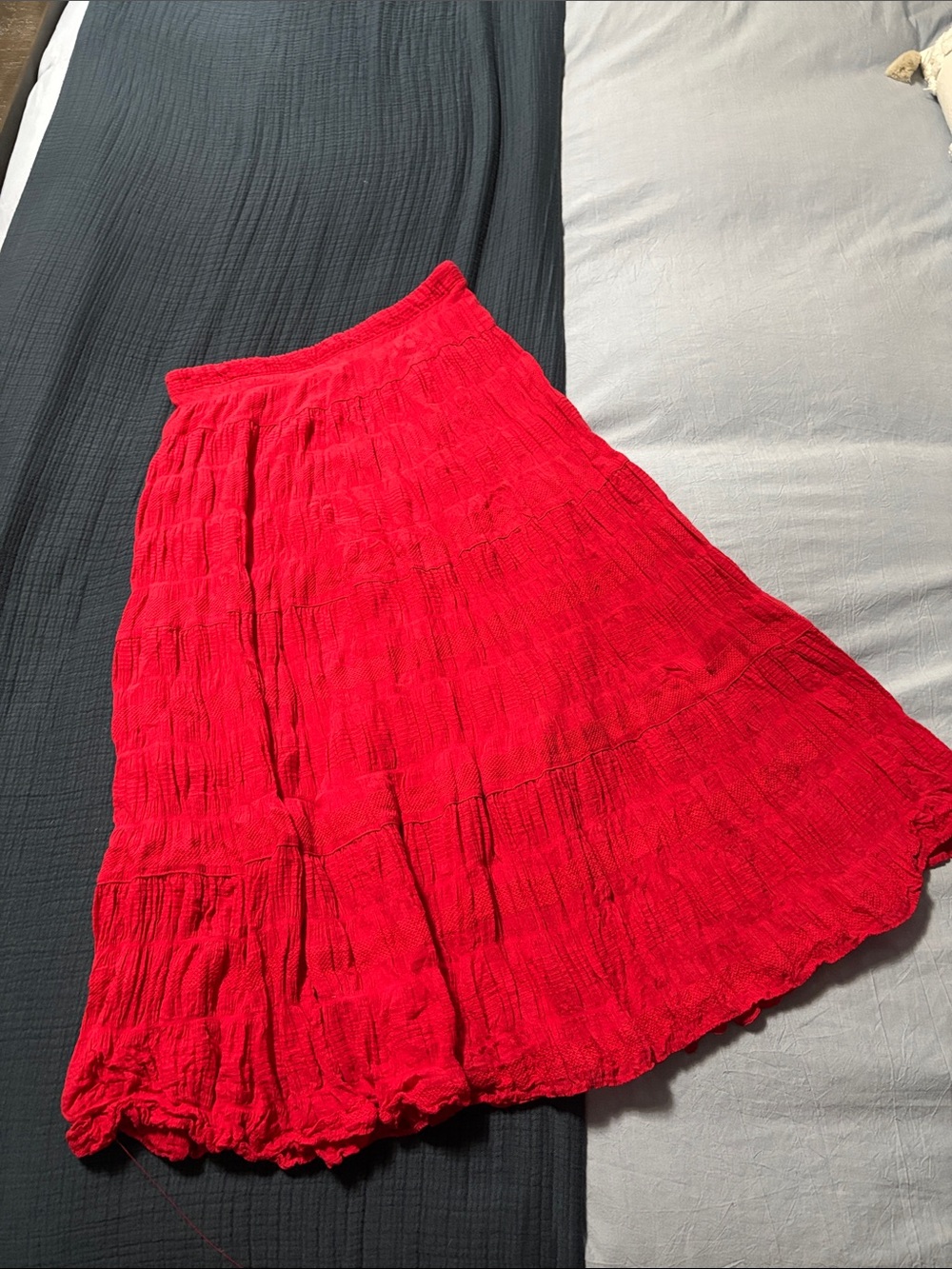 Max Studio Bright Red Tiered Maxi Skirt
